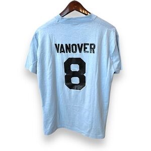 🔴 Fruit of the Loom vintage Vanover #8 Delta cotton/polyester blend, light blue